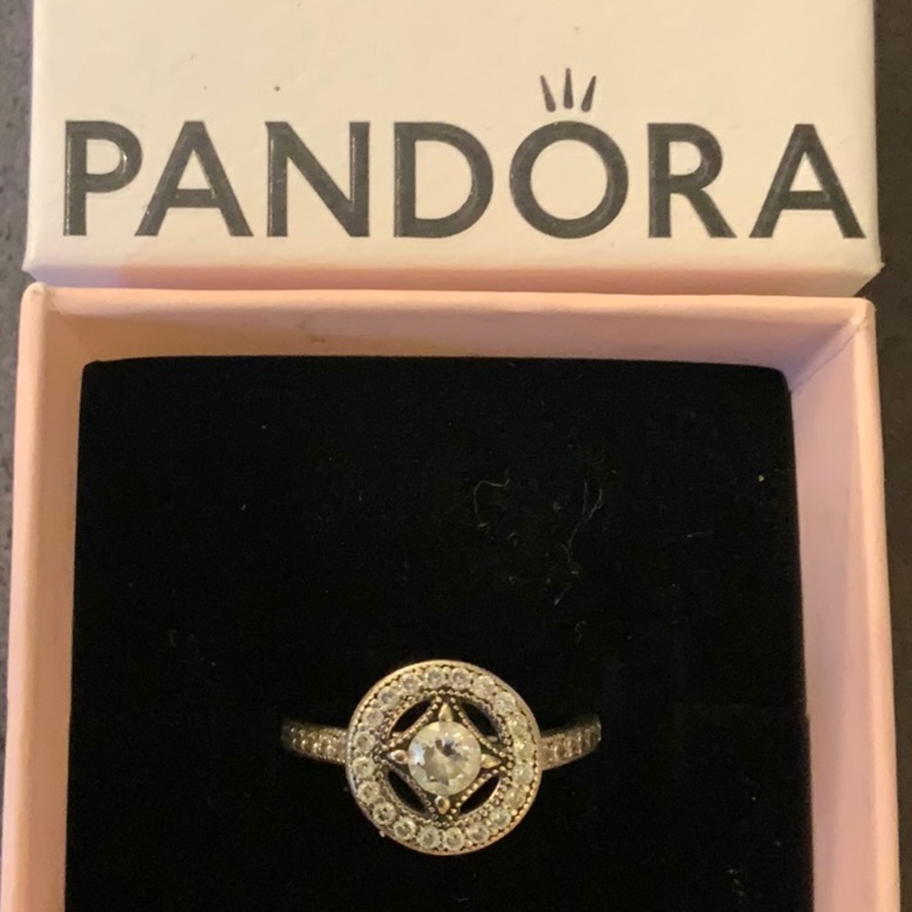 NWOT Pandora Silver Ring with Sparkling Clear Stone